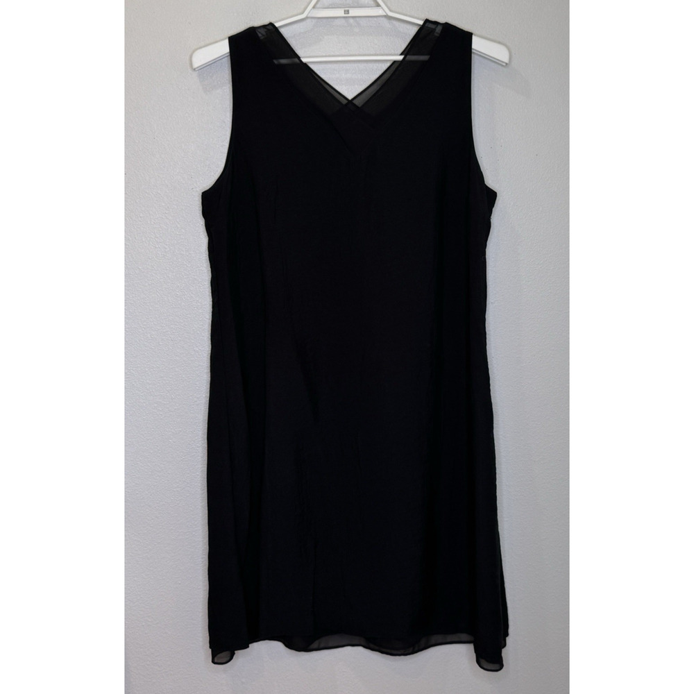 Coldwater Creek Shift Dress Women's Sz 18 Black Sleeveless V-Neck Lined Side Zip